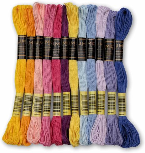 Pack of 50 Popular Colours Premium Embroidery Thread | 100% Egyptian Cotton Premium Skeins | Cross Stitch Embroidery Floss | Oeko TEX Certified| (24, 24 Skeins Red) in Kuwait