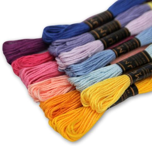 Pack of 50 Popular Colours Premium Embroidery Thread | 100% Egyptian Cotton Premium Skeins | Cross Stitch Embroidery Floss | Oeko TEX Certified| (24, 24 Skeins Red) in Kuwait