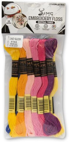 Pack of 50 Popular Colours Premium Embroidery Thread | 100% Egyptian Cotton Premium Skeins | Cross Stitch Embroidery Floss | Oeko TEX Certified| (24, 24 Skeins Red) in Kuwait