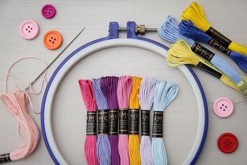 Pack of 50 Popular Colours Premium Embroidery Thread | 100% Egyptian Cotton Premium Skeins | Cross Stitch Embroidery Floss | Oeko TEX Certified| (24, 24 Skeins Red) in Kuwait