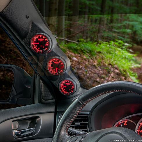 GlowShift Black Triple Pillar Gauge Pod Compatible with Subaru Impreza WRX STI 2008-2014 - Complete Replacement - ABS Plastic - Mounts (3) 2-1/16" (52mm) Gauges in Saudi Arabia