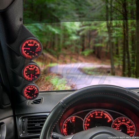 GlowShift Black Triple Pillar Gauge Pod Compatible with Subaru Impreza WRX STI 2008-2014 - Complete Replacement - ABS Plastic - Mounts (3) 2-1/16" (52mm) Gauges in Saudi Arabia