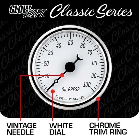 GlowShift Vintage 7 Gauge Cluster Package تناسب Chevy C10 1967-1972 - مقياس السرعة الأبيض الكلاسيكي ، مقياس سرعة الدوران ، ضغط الزيت ، PSI الوقود ، درجة حرارة الماء ، مستوى الوقود ومقاييس فولت - فاز مباشرة اللوحة DASH POD in Saudi Arabia