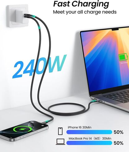 سيلكلاند 80 جيجابت في الثانية USB 4 لكابل Thunderbolt 5 4FT، عرض النطاق الترددي 120 جيجابت في الثانية، 240 وات in Kuwait