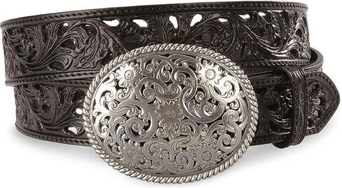 Tony Lama Women's Filigree Leather Belt Black 32 in Saudi Arabia