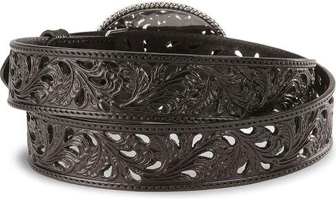 Tony Lama Women's Filigree Leather Belt Black 32 in Saudi Arabia