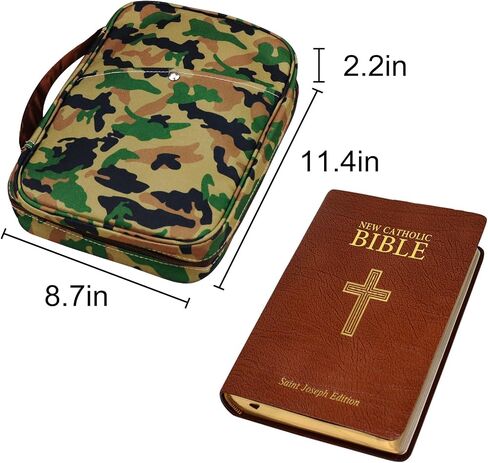Large Bible Covers 13" L x 10½"W Bible Case for Men/Boys, Bible Bag for Women, Multiple Compartments Bible Carrying Case, Bible Book Cover with Handle, Bible Protector for Travel (Gray) in Saudi Arabia
