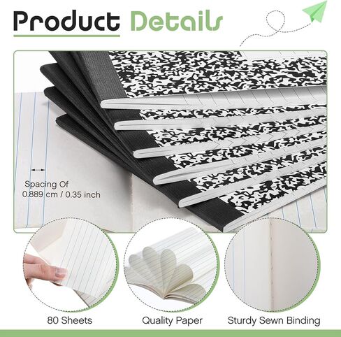 Fainne 20 Pack Composition Notebooks نصف حجم 4-7/8 × 7-1/2 بوصة الكلية محكم التركيبات المكوّنة المصغرة كتب تركيبة غلاف الرخام الملونة للمجلة لوازم الدرجة المدرسية 80 ورقة in Kuwait