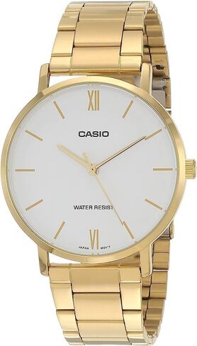 Casio MTP-VT01G-7B Men's Gold Tone Stainless Steel Minimalistic White Dial 3-Hand Analog Watch in Saudi Arabia