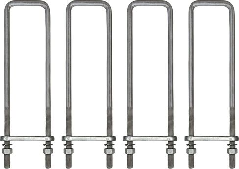 14" Square U-Bolt Kit with 1/2" x 4-1/4" Tie Bars & Hardware, 5/8" Diameter - Grade 8, Hot Dip Galvanized (4 Pack) in Saudi Arabia