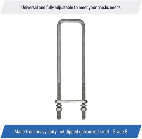 14" Square U-Bolt Kit with 1/2" x 4-1/4" Tie Bars & Hardware, 5/8" Diameter - Grade 8, Hot Dip Galvanized (4 Pack) in Saudi Arabia