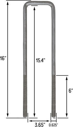 14" Square U-Bolt Kit with 1/2" x 4-1/4" Tie Bars & Hardware, 5/8" Diameter - Grade 8, Hot Dip Galvanized (4 Pack) in Saudi Arabia