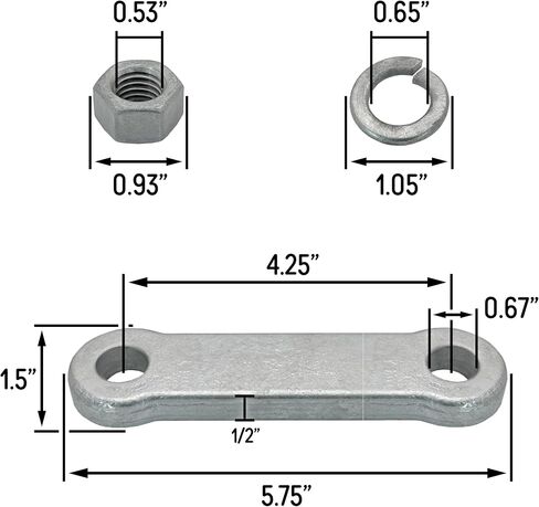 14" Square U-Bolt Kit with 1/2" x 4-1/4" Tie Bars & Hardware, 5/8" Diameter - Grade 8, Hot Dip Galvanized (4 Pack) in Saudi Arabia