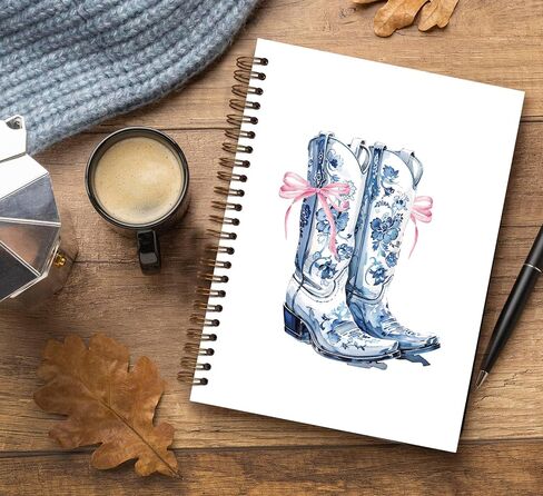 Dejfel Preppy Blue Floral Notebook Journal ، Coquette Pink Cherry Bow Notebook Journal ، Pink Girly Notebook ، هدايا preppy للنساء ، اللوازم المكتبية الزرقاء ، دفتر Notebook الأزرق 5.5x8.3 بوصة in Saudi Arabia
