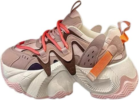 Retro Thick Sole Sneakers Women Dad Shoes Y2K Aesthetic 2.6 Height Increase Walking Cute Shoes in Kuwait