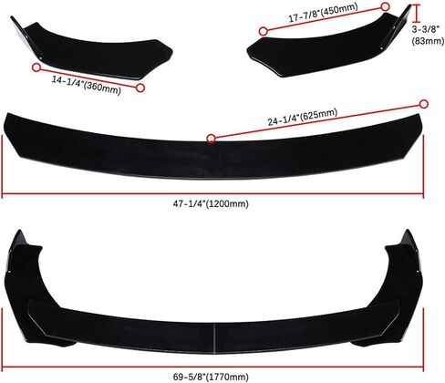 متوافق مع Lexus RX 350 450 1999-2020 Car Front Lip Body Kit Spoiler Splitters Cover Cover Cover Lips Lips (Bloosy Black) in Saudi Arabia