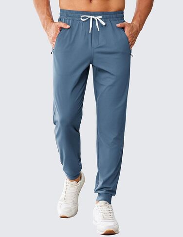 PINSPARK Men's Joggers with Zipper Pockets Stretch Lightweight Athletic Track Pants Gym Quick Dry Workout Pants for Men in Saudi Arabia