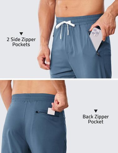 PINSPARK Men's Joggers with Zipper Pockets Stretch Lightweight Athletic Track Pants Gym Quick Dry Workout Pants for Men in Saudi Arabia