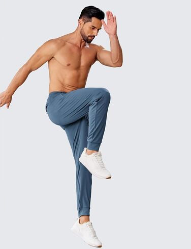 PINSPARK Men's Joggers with Zipper Pockets Stretch Lightweight Athletic Track Pants Gym Quick Dry Workout Pants for Men in Saudi Arabia