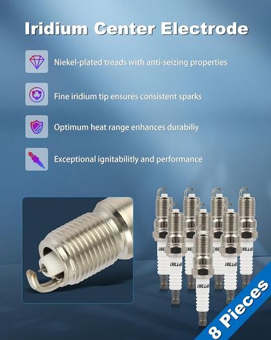 ECCPP Platinum Iridium Sparks Plugs 7397 لـ Cadillac CTS Escalade ، لشيفروليه سيلفرادو تاهو سوبربان ، ل GMC Sierra Yukon ، Ford F-150 E-150 ، Hummer H2 ، V8 4.6L-6.0L 1993-2014 Pack of 8 in Saudi Arabia
