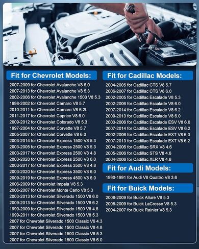 ECCPP Platinum Iridium Sparks Plugs 7397 لـ Cadillac CTS Escalade ، لشيفروليه سيلفرادو تاهو سوبربان ، ل GMC Sierra Yukon ، Ford F-150 E-150 ، Hummer H2 ، V8 4.6L-6.0L 1993-2014 Pack of 8 in Saudi Arabia