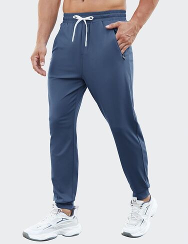 PINSPARK Men's Joggers with Zipper Pockets Stretch Lightweight Athletic Track Pants Gym Quick Dry Workout Pants for Men in Saudi Arabia