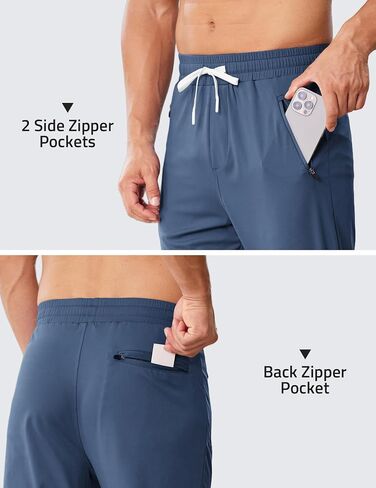 PINSPARK Men's Joggers with Zipper Pockets Stretch Lightweight Athletic Track Pants Gym Quick Dry Workout Pants for Men in Saudi Arabia