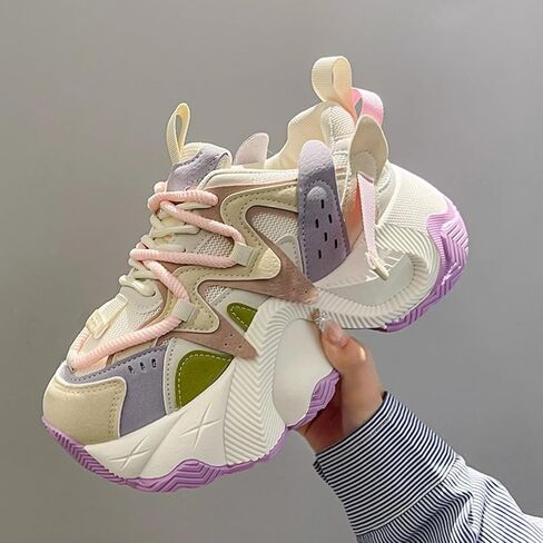 Retro Thick Sole Sneakers Women Dad Shoes Y2K Aesthetic 2.6 Height Increase Walking Cute Shoes in Kuwait