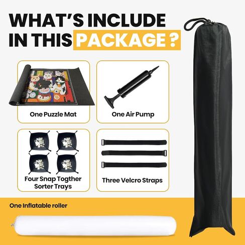 Jigsaw Puzzle Mat Roll Up, Saver Pad 46" x 26 ", with 3 Sorting Trays & Travel Storage Bag,Portable Keeper Up to 1500 Pieces with Non-Slip Rubber Bottom in Saudi Arabia