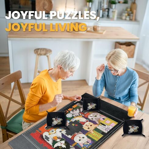 Jigsaw Puzzle Mat Roll Up, Saver Pad 46" x 26 ", with 3 Sorting Trays & Travel Storage Bag,Portable Keeper Up to 1500 Pieces with Non-Slip Rubber Bottom in Saudi Arabia