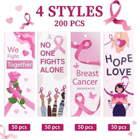 60PCS Breast Cancer Awareness Bulk Items Book Marks - Pink Ribbon Breast Cancer Awareness Accessories Book Marks - Book Mark for Breast Cancer Charity, Office, Fundraiser Events in Saudi Arabia