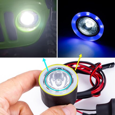 RC Angel & Demon Eyes 2 LEDs Headlights Halo Lights for AXIAL SCX6 AXI05000 JLU 1/6 RC Crawler Car Upgrade Part in Kuwait