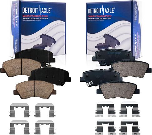 Detroit Axle - Brake Pads for 2012-2017 Hyundai Accent Kia Rio 2013 2014 2015 2016 Ceramic Brake Pads w/Hardware Front & Rear Replacement in Saudi Arabia