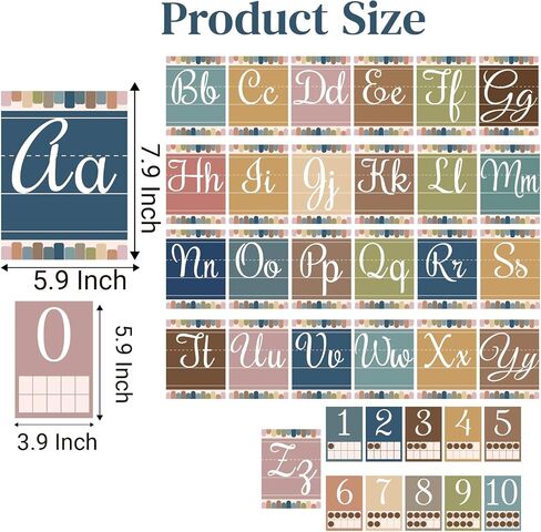 37 Pcs Boho Bulletin Board Letters ABC Alphabet 0-10 Number Cards Eucalyptus Greenery Boho Classroom Decorations Wall for Pre-School Kindergarten Nursery Elementary Educational Material (Boho) in Saudi Arabia