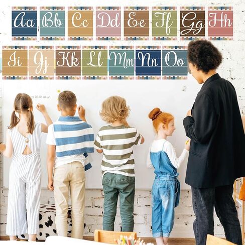 37 Pcs Boho Bulletin Board Letters ABC Alphabet 0-10 Number Cards Eucalyptus Greenery Boho Classroom Decorations Wall for Pre-School Kindergarten Nursery Elementary Educational Material (Boho) in Saudi Arabia
