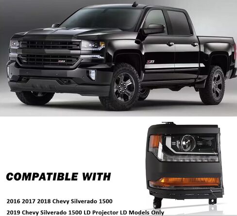تجميع المصابيح الأمامية متوافقة مع 2016 2017 2018 Chevy Silverado 1500 ، 2019 Chevy Silverado 1500 LD Projector Light in Saudi Arabia