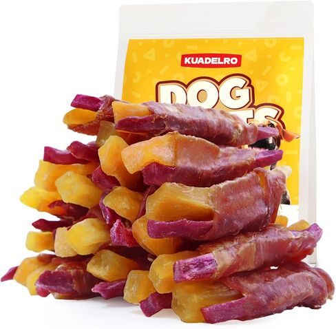 Dog Treats Chicken Wrapped Double Sweet Potato, Real Chicken Jerky Dog Treats High Protein Dog Training Treats Dog Snacks Dog Chews for Small Medium Large Dog 10.54oz in Kuwait