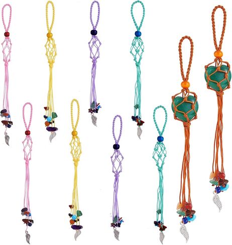 12 Pcs Tree Of Life Stone Pendant Holder Crystal Cage Pendant Holder Pendant Cord Stone Holder Replacement Hand-Woven Necklace Cord with Adjustable Length（2 Colors） in Saudi Arabia