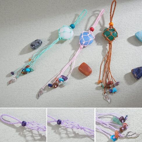 12 Pcs Tree Of Life Stone Pendant Holder Crystal Cage Pendant Holder Pendant Cord Stone Holder Replacement Hand-Woven Necklace Cord with Adjustable Length（2 Colors） in Saudi Arabia