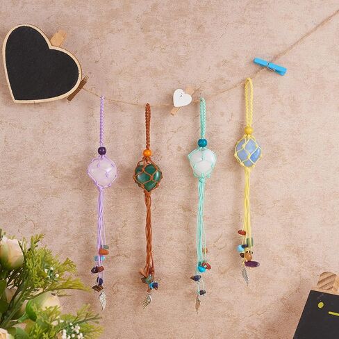 12 Pcs Tree Of Life Stone Pendant Holder Crystal Cage Pendant Holder Pendant Cord Stone Holder Replacement Hand-Woven Necklace Cord with Adjustable Length（2 Colors） in Saudi Arabia