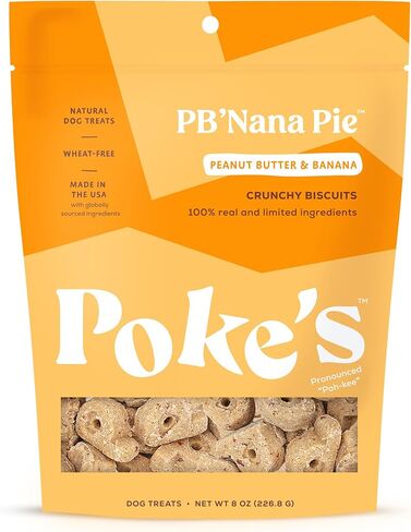 Poke's Birthday Cake Dog Treats, Crunchy Biscuits, Peanut Butter & Vanilla Recipe, Limited Ingredient Natural Dog Treats, Made in USA, Wheat-Free, 8 oz in Saudi Arabia