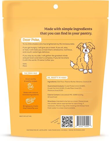 Poke's Birthday Cake Dog Treats, Crunchy Biscuits, Peanut Butter & Vanilla Recipe, Limited Ingredient Natural Dog Treats, Made in USA, Wheat-Free, 8 oz in Saudi Arabia