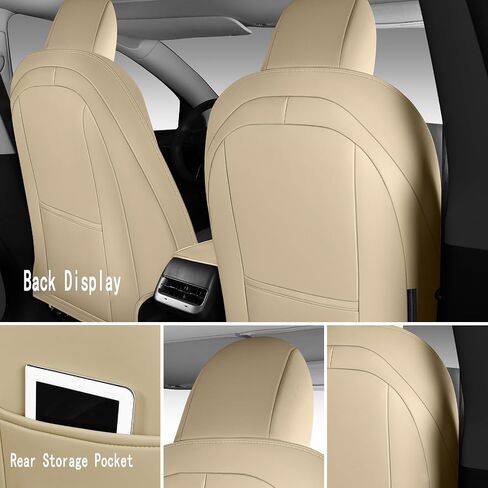 غطاء مقعد Tesla Model Y مجموعة كاملة ، غطاء مقعد سيارة Tesla من الجلد ، وهو مناسب تمامًا لطراز Tesla Y 2020 2021 2022 2023 2024 2025 (أسود) in Saudi Arabia