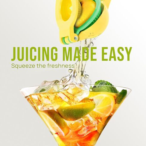 Zulay Kitchen Metal 2 in -1 Lemon Squeezer - Max Max Max Hand Juicer Squeezer يحصل على كل قطرة أخيرة - من السهل تنظيف عصارة الحمضيات اليدوي - Squeezer easy -use queezer - أصفر/أخضر in Kuwait
