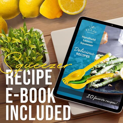 Zulay Kitchen Metal 2 in -1 Lemon Squeezer - Max Max Max Hand Juicer Squeezer يحصل على كل قطرة أخيرة - من السهل تنظيف عصارة الحمضيات اليدوي - Squeezer easy -use queezer - أصفر/أخضر in Kuwait