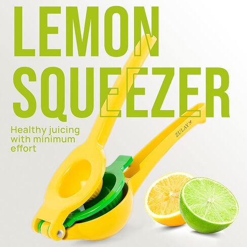 Zulay Kitchen Metal 2 in -1 Lemon Squeezer - Max Max Max Hand Juicer Squeezer يحصل على كل قطرة أخيرة - من السهل تنظيف عصارة الحمضيات اليدوي - Squeezer easy -use queezer - أصفر/أخضر in Kuwait