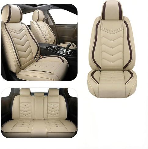 Car Seat Covers for Land Rover Range Rover 2000-2025, Premium Nappa Leather Car Seat Cover, Stylish Sport Seat Covers， Automobile Seat Cover Sets.(Standard 5 Seats/Beige) in Saudi Arabia