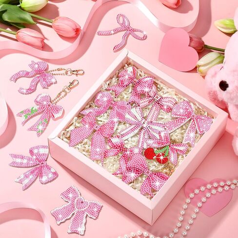 Siifert 15 Pcs Preppy Keychain Diamond Painting Art Keychain Kit Pink Hippie Art Ornaments DIY Smile Face Lightning Leopard Glasses for Preppy Crafts Adults Women Beginner Backpack Purse Gift in Saudi Arabia