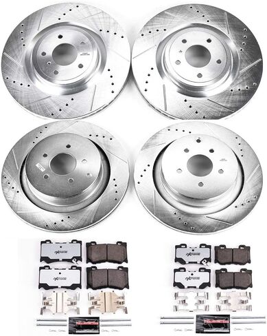PowerStop Front & Rear Brake Kit For Infiniti 2009-2013 FX50, 2011-2013 M56, 2014-2024 Q50, 2017-2022 Q60, 2014-2019 Q70, 2015-2019 Q70L, Disc Rotors & Ceramic Brake Pads Replacement, K5823-26 in Saudi Arabia