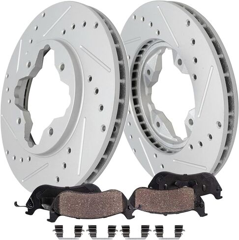 Detroit Axle - Front Brake Kit for 1997 Acura CL 1990-1997 Honda Accord, Drilled and Slotted Disc Brake Rotors Ceramic Brakes Pads 1991 1992 1993 1994 1995 1996 Replacement : 10.24" inch Rotor in Saudi Arabia